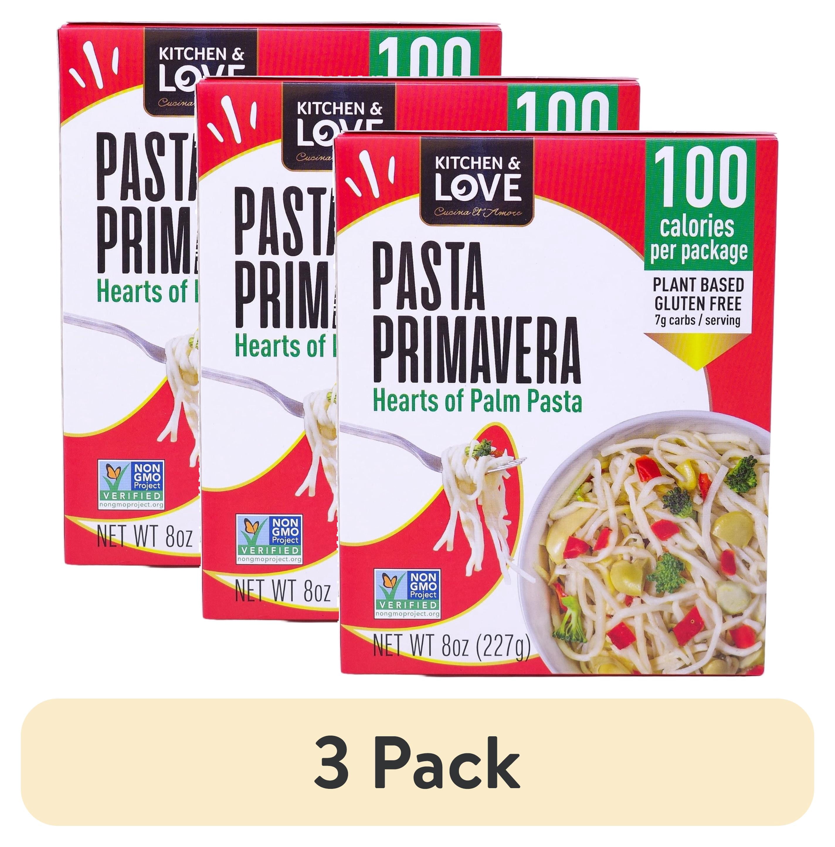 (3 pack) Kitchen & Love - Hearts of Palm Pasta Primavera , 8oz Plant Based, Non GMO, Gluten Free Pasta Alternative, Vegan, Easy to Prepare, Quick