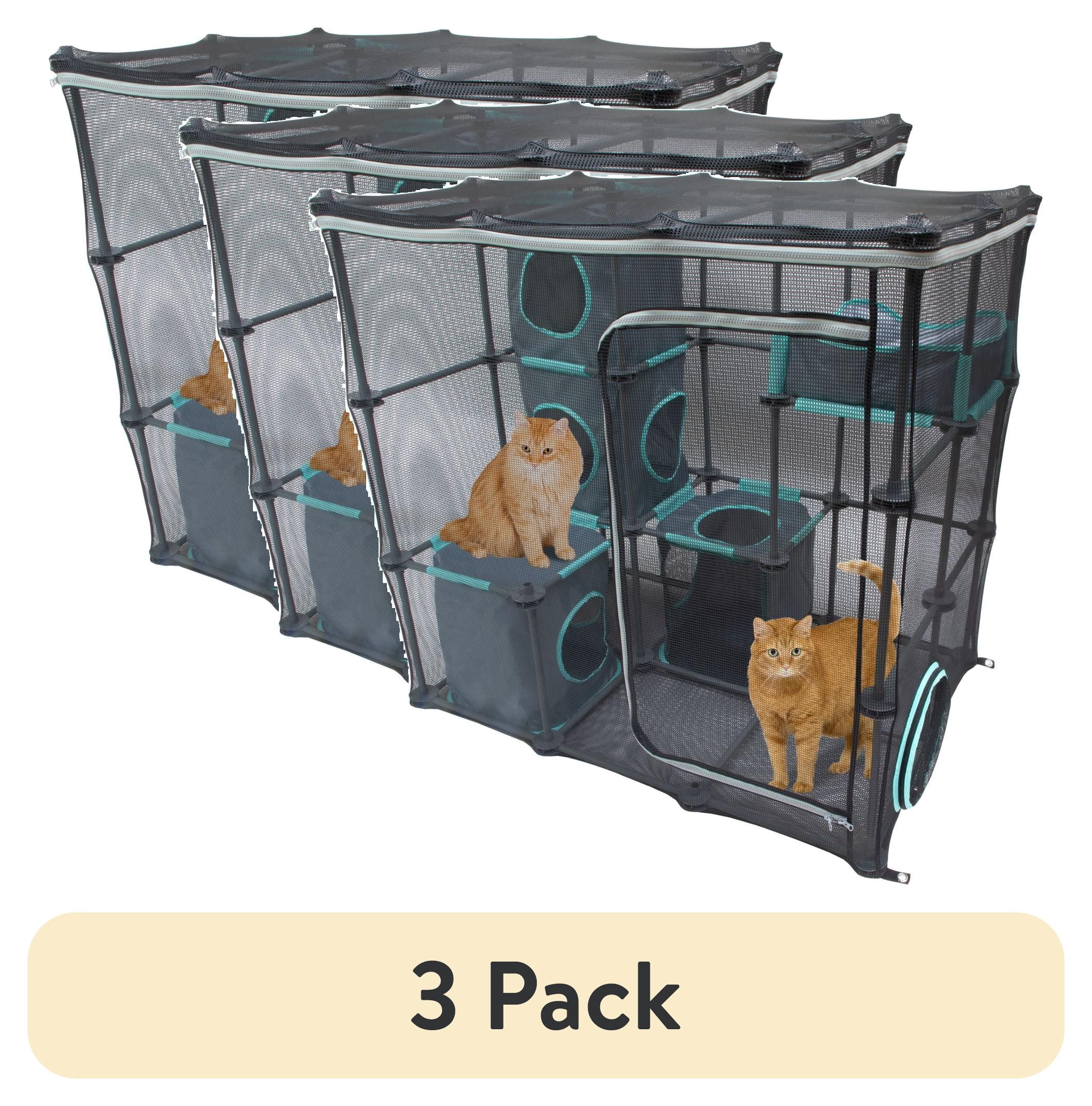 (3 pack) Kitty City Outdoor Cat Enclosure Catio with Mesh Walls, Zip Door, Fits Multiple Cats
