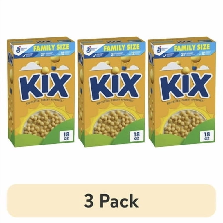 3 pack) Kix Whole Grain Breakfast Cereal, Crispy Corn Cereal Puffs