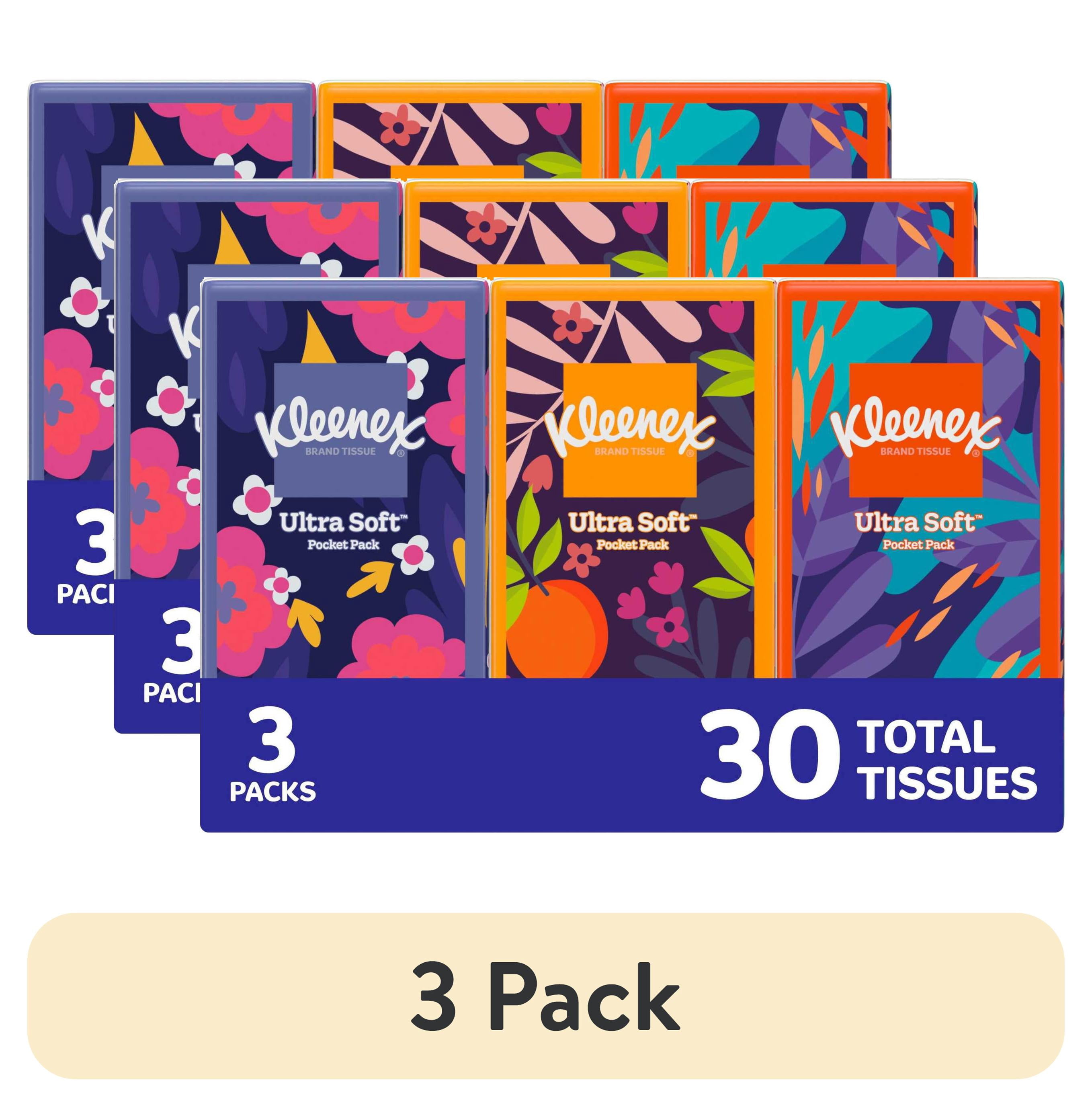(3 pack) Kleenex On-The-Go 3-Ply Travel Tissues, 3 Pack (30 Total Tissues), Facial Tissues