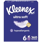 3 pack Kleenex Ultra Soft 3-Ply Cube Box Facial Tissues, 6 Pack 360 Total Tissues
