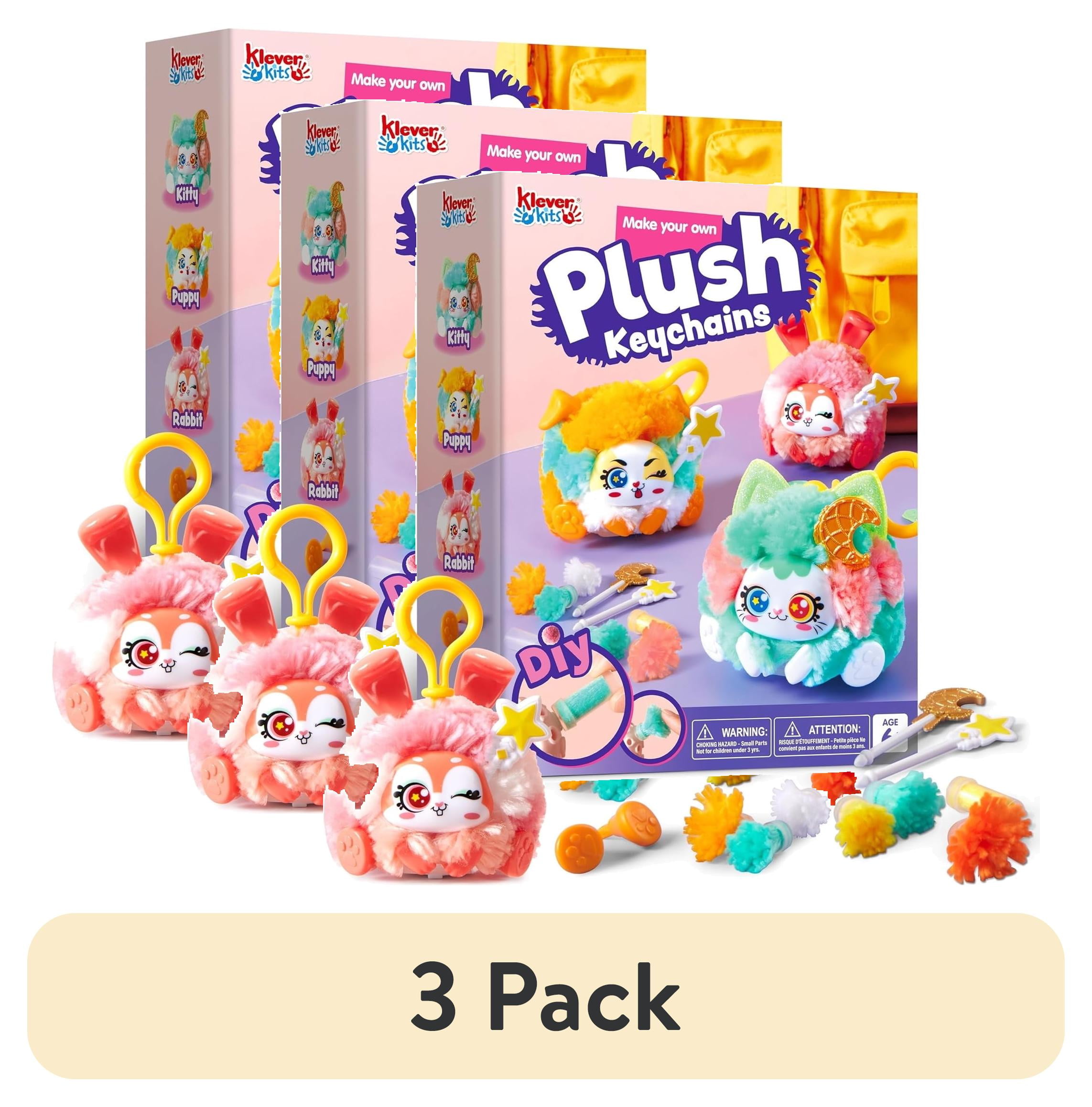 4 pack) Joyfy Plush Craft Kit DIY Keychain Making Craft for Kids 3
