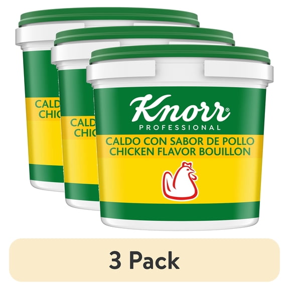 (3 pack) Knorr Professional Caldo de Pollo, Shelf Stable Chicken Flavor Granulated Bouillon, 4.4 pounds