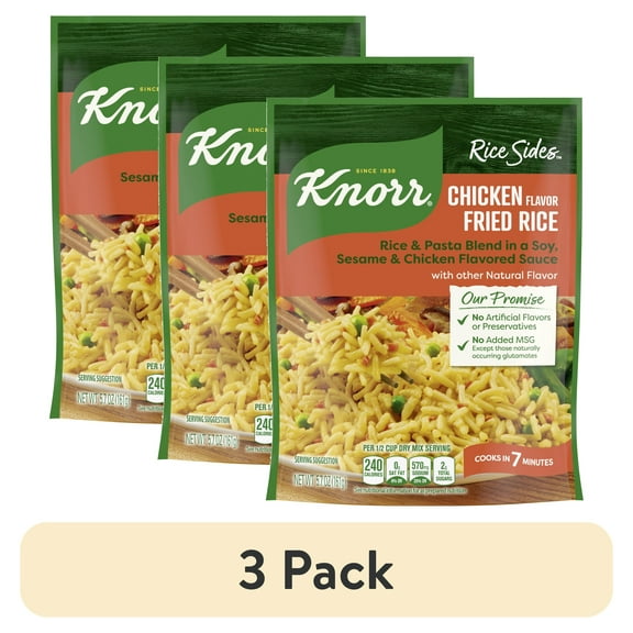 (3 pack) Knorr No Artificial Flavors Chicken Fried Rice Cooks in 7 Minutes, 5.7 oz Regular Pouch