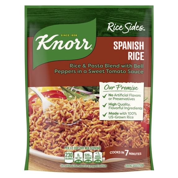 (3 pack) Knorr No Artificial Flavors Spanish Parboiled Rice Cooks in 7 Minutes, 5.6 oz Regular Pouch