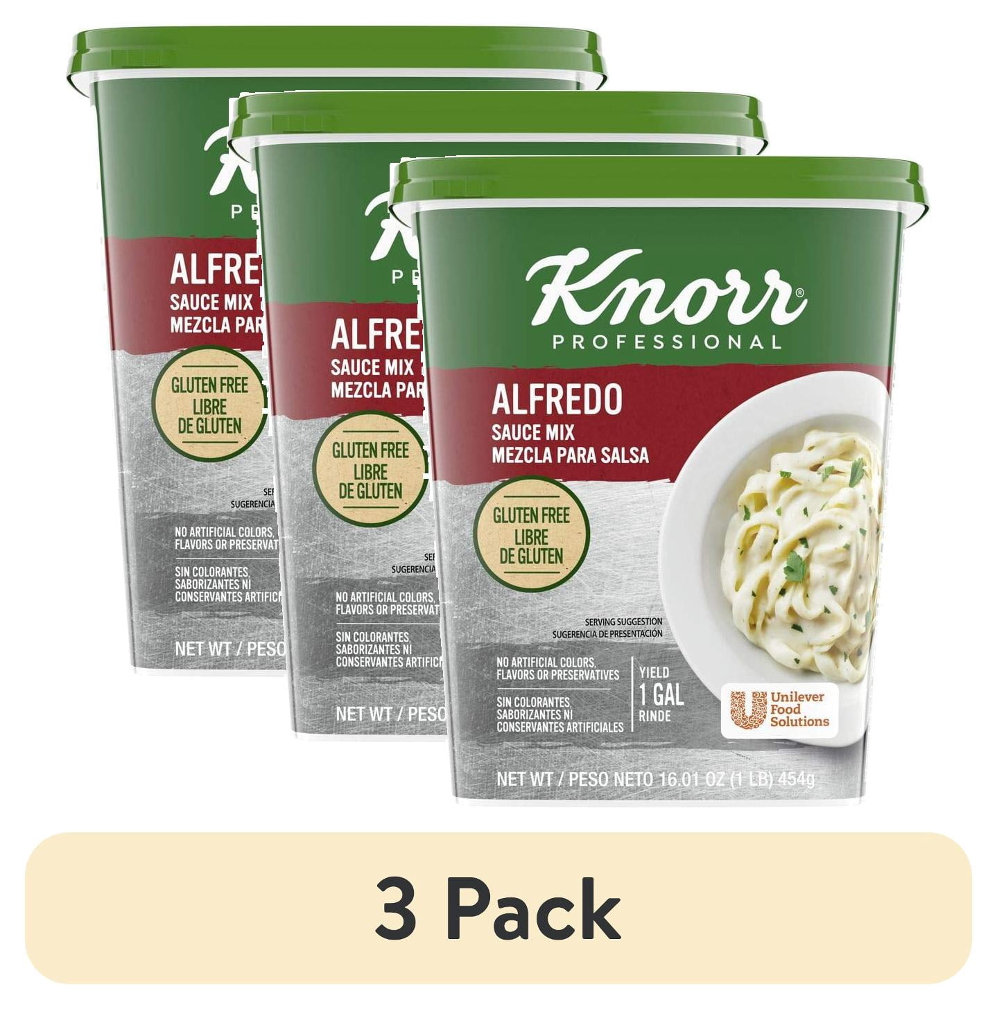 (3 pack) Knorr Professional Alfredo Sauce, Gluten Free, Real Parmesan and Black Pepper, 1lb