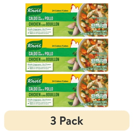 (3 pack) Knorr Shelf Stable Cubes Chicken Bouillon, 9.3 oz, 24 Pack Box