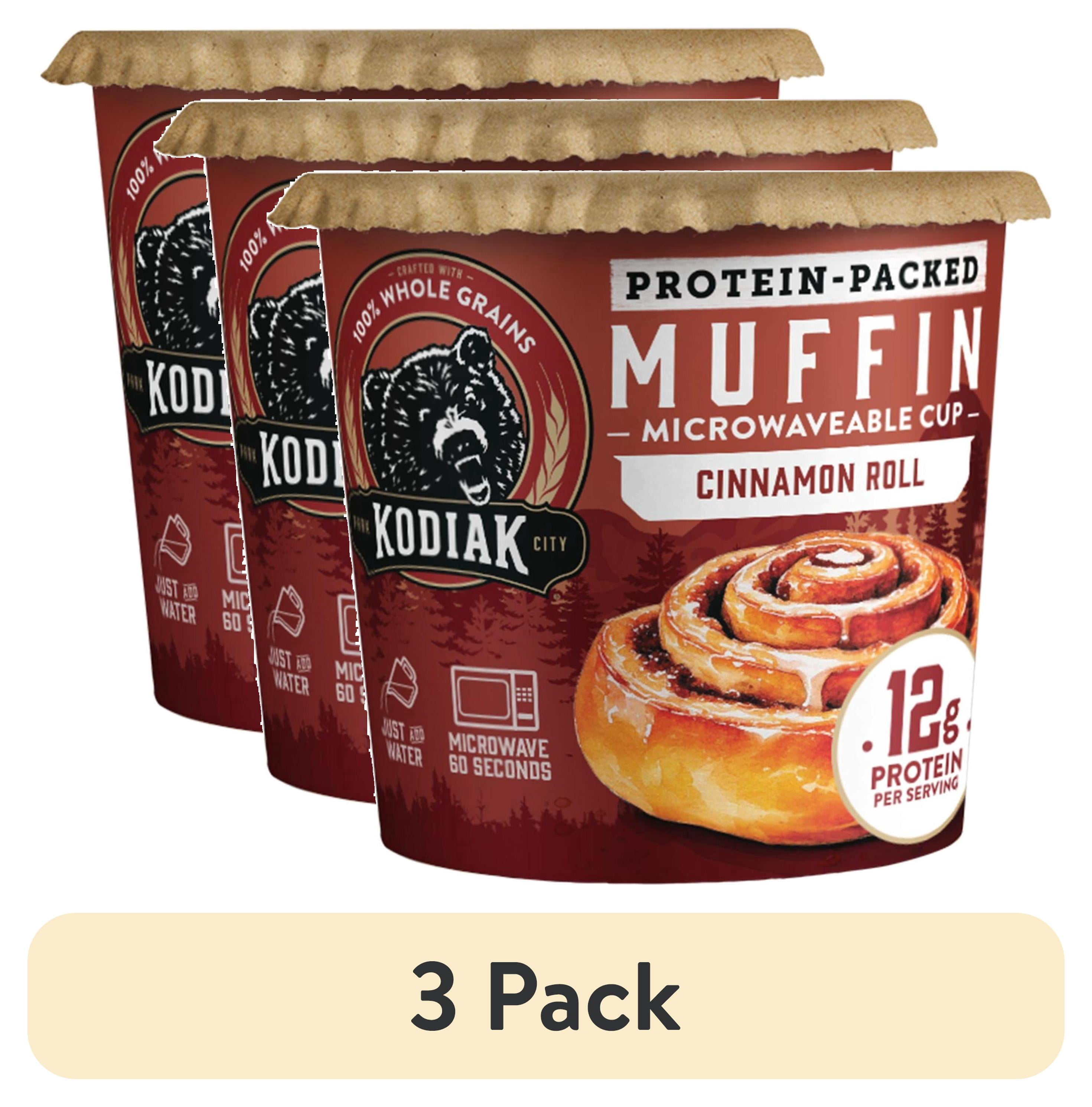 (3 pack) Kodiak Cakes Cinnamon Roll Muffin Cup, 12g of Protein per Serving, 2.36 oz