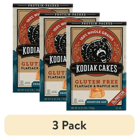 (3 pack) Kodiak Protein-Packed Gluten Free Original Pancake and Waffle Mix, 16 oz Box