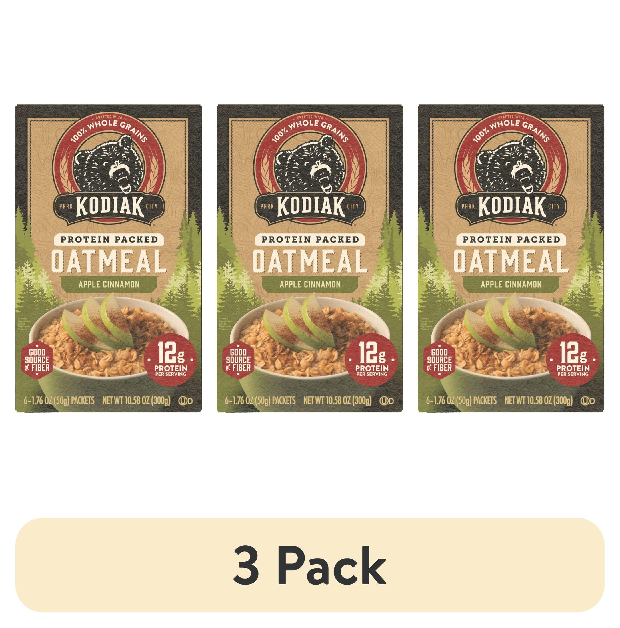(3 pack) Kodiak Protein-Packed Apple Cinnamon Instant Oatmeal Packets, 1.76 oz (6 Count)