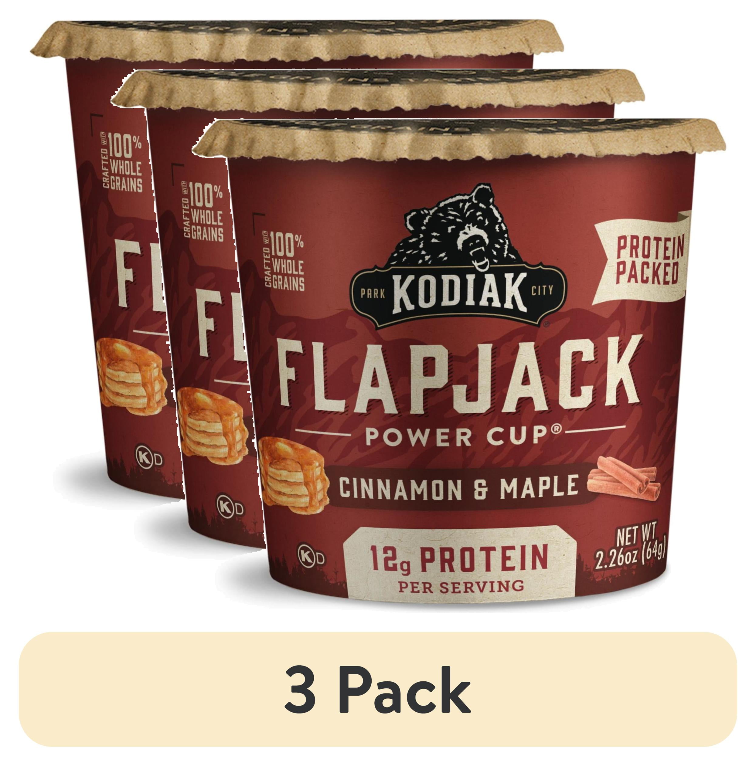 (3 pack) Kodiak Protein-Packed Cinnamon and Maple Flapjack Power Cup, 2.26 oz