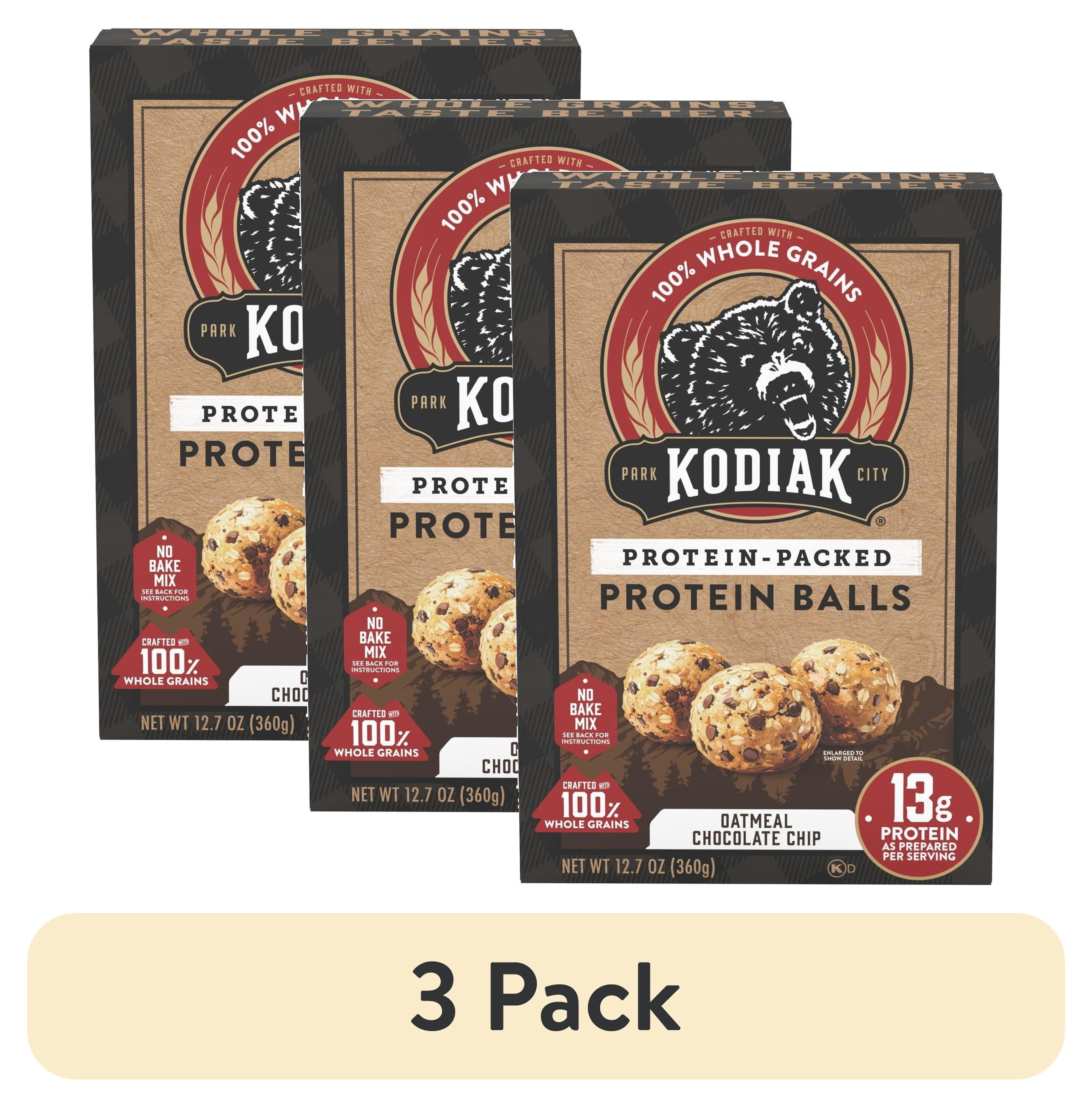 (3 pack) Kodiak Protein-Packed Oatmeal Chocolate Chip No-Bake Protein Ball Mix, 12.7 oz Box