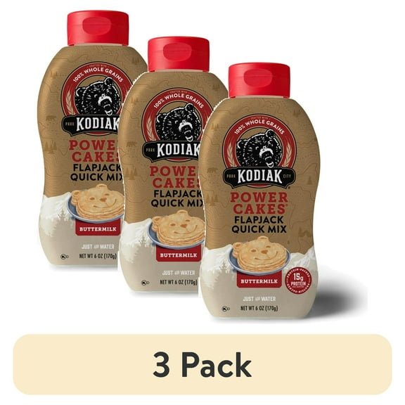 (3 pack) Kodiak Quick Mix Power Cakes Buttermilk Pancake and Waffle Mix, 6 oz