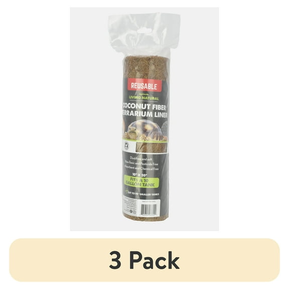 (3 pack) Komodo Coconut Fiber Reusable Terrarium Liner for Reptiles, 10 x 20 inches