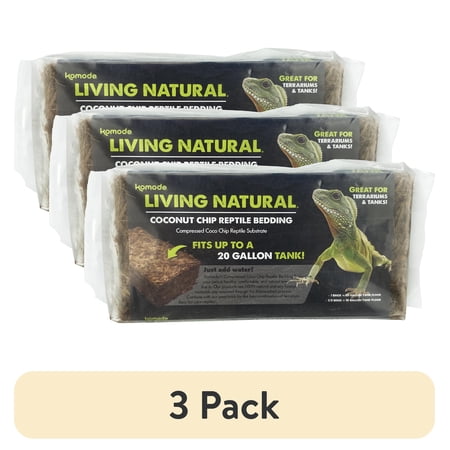 (3 pack) Komodo Compressed Coco Chip Brick, Reptile Bedding for Terrarium