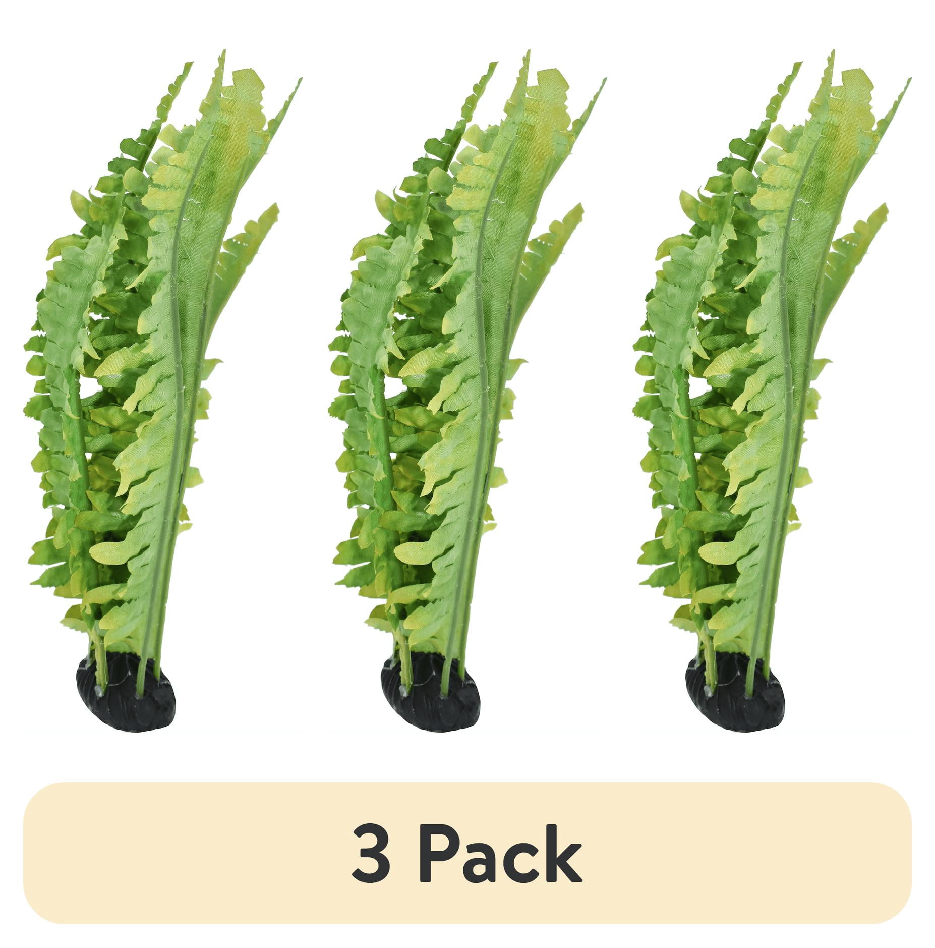 (3 pack) Komodo Reptile Green Artificial Silk Fern Plant for Tank, Aquarium Decor