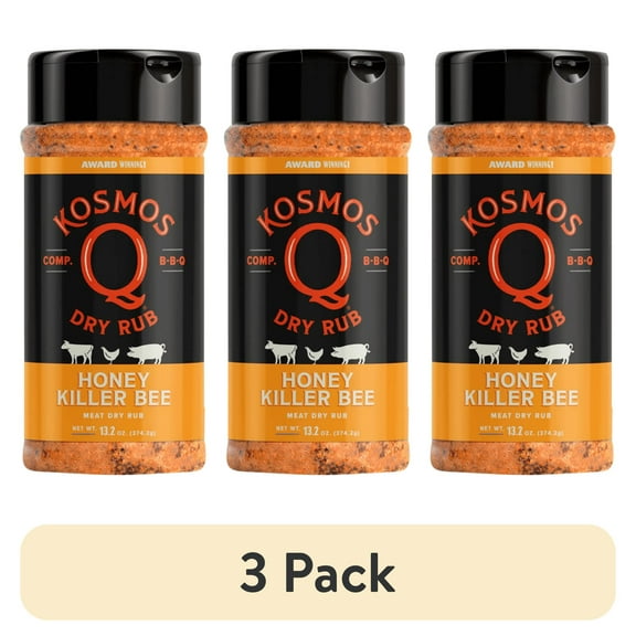 (3 pack) Kosmos Q Honey Killer Bee Dry BBQ Rub and Seasonings for Beef, Chicken & Pork, 13.2 oz