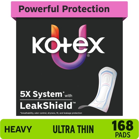 (3 pack) Kotex Ultra Thin Period Pads, Heavy Absorbency, 56 Count