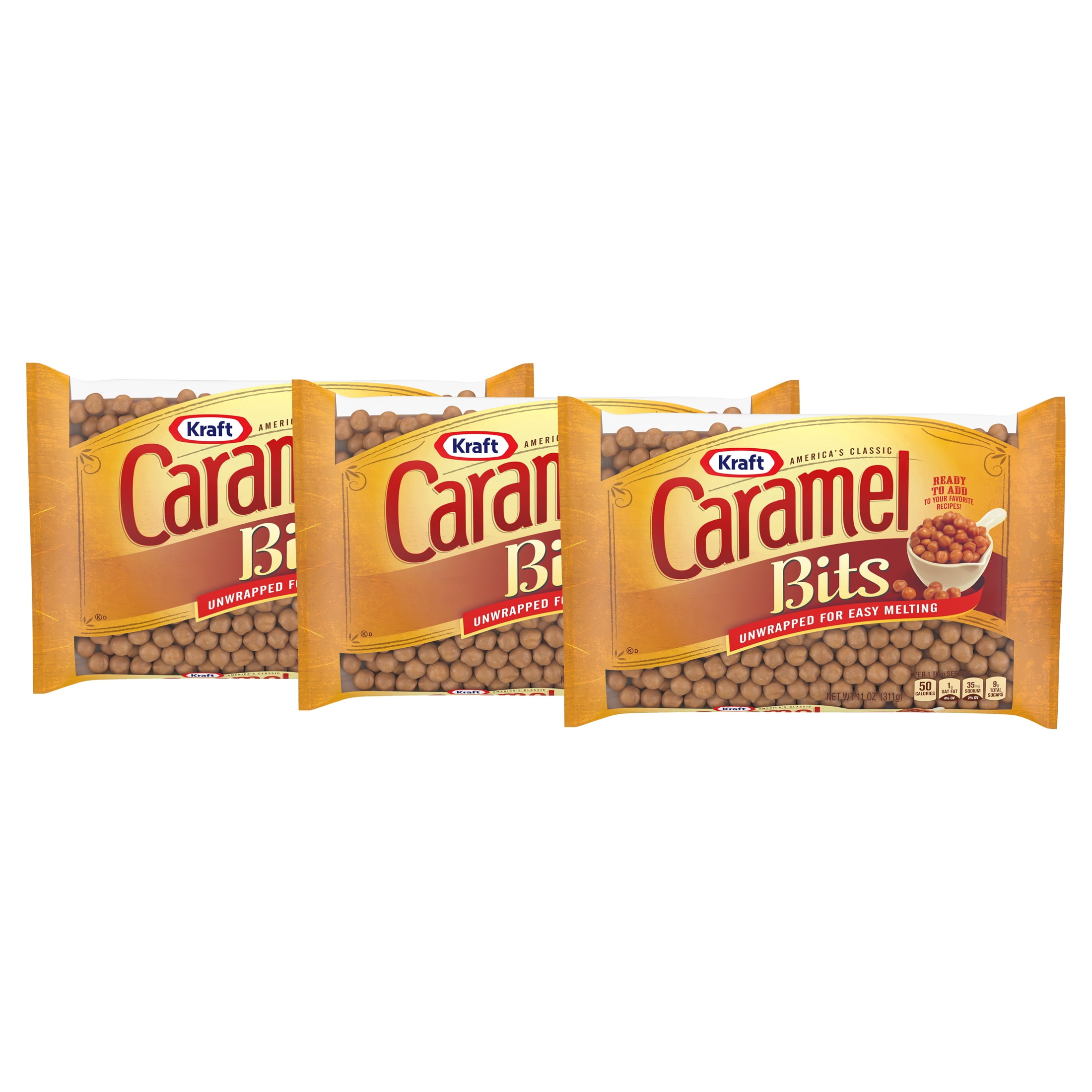 3 pack) Kraft America's Classic Unwrapped Candy Caramel Bits for