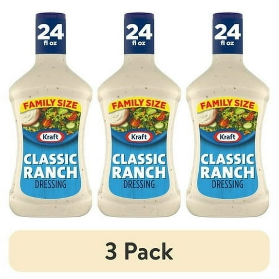 (3 pack) Kraft Classic Ranch Dressing Family Size, 24 fl oz Bottle