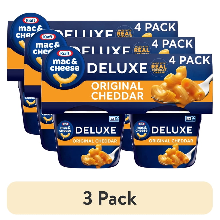3 pack) Kraft Deluxe Mac and Cheese, 4 Cups, for Easy Dinner or