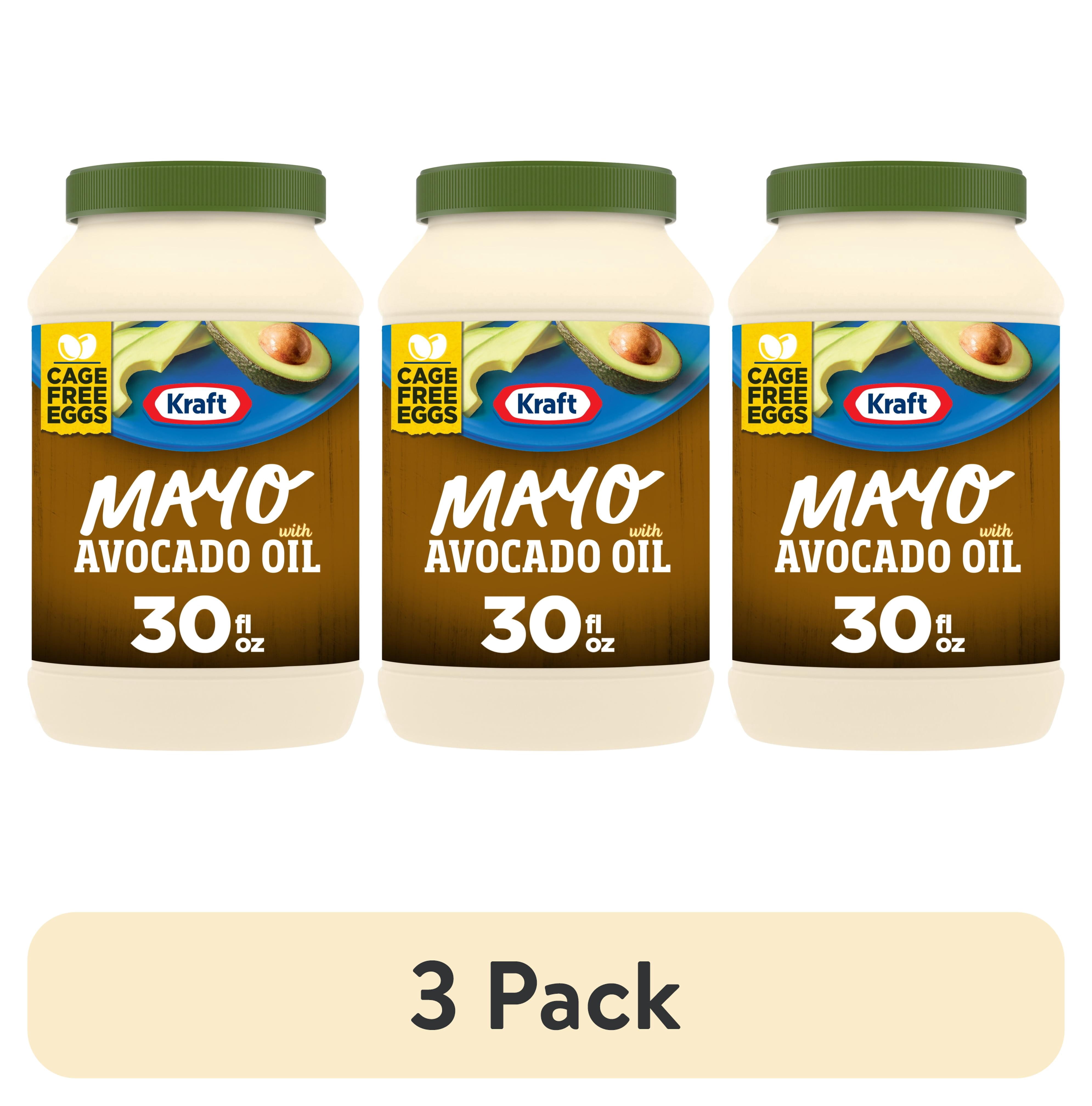 (3 pack) Kraft Mayo with Avocado Oil Reduced Fat Mayonnaise, 30 fl oz Jar