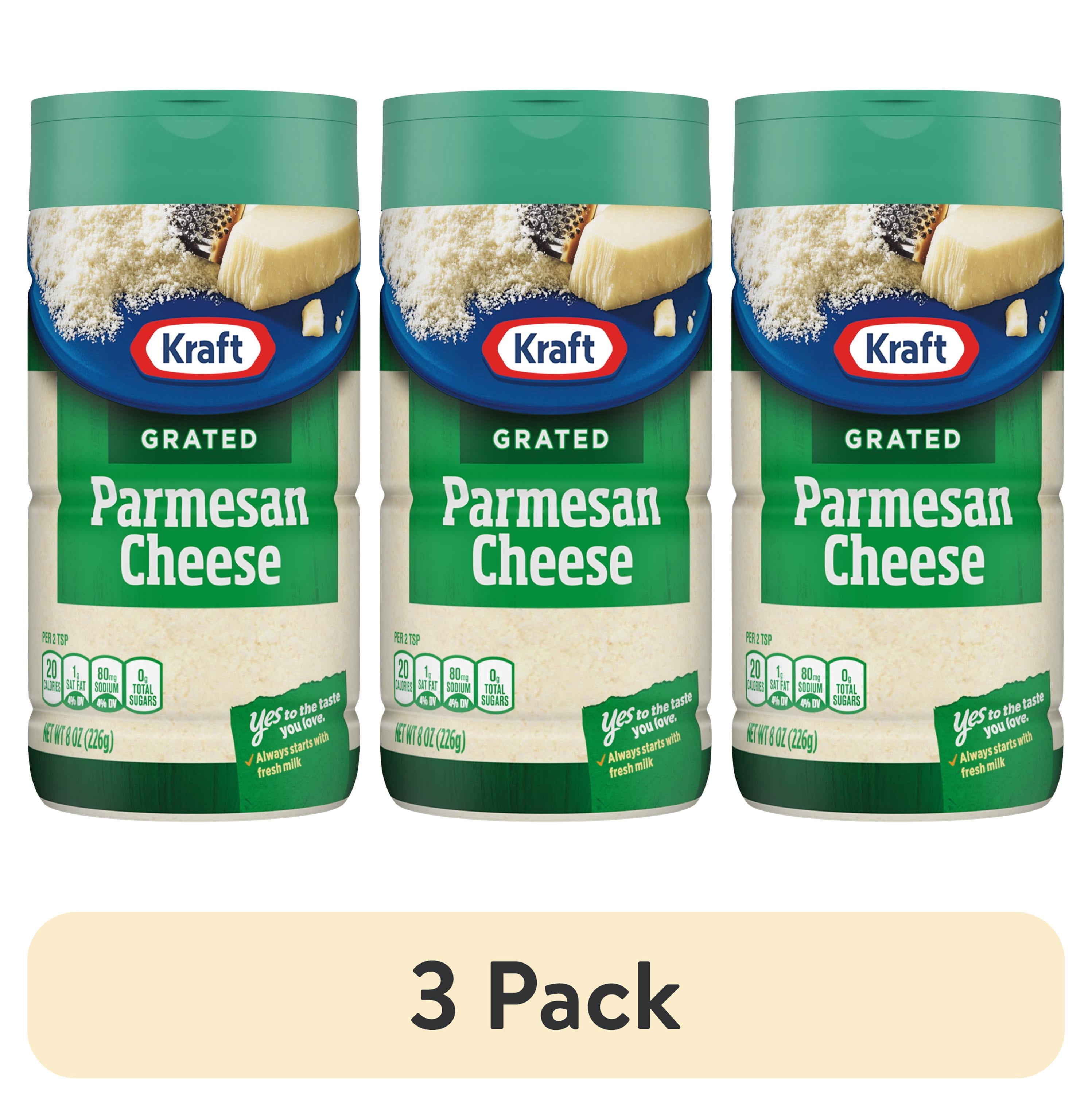 (3 pack) Kraft Natural Grated Parmesan Cheese Shaker, 8 oz Bottle