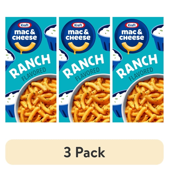 (3 pack) Kraft Mac and Cheese, 1 Box, for Easy Dinner or Dinner Sides, Ranch Flavored, No Artificial Flavors, Preservatives or Dyes, 7.25 oz