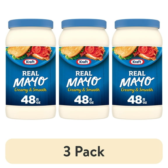(3 pack) Kraft Real Mayo Creamy & Smooth Mayonnaise, 48 fl oz Jar