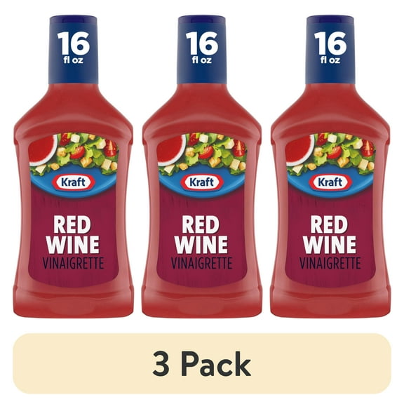 (3 pack) Kraft Red Wine Vinaigrette, 16 fl oz Bottle