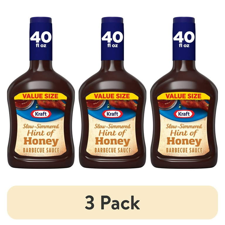 3 pack) Kraft Hint of Honey Slow-Simmered Barbecue Sauce Value
