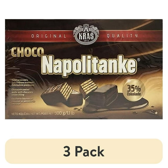 (3 pack) Kras Napolitanke Chocolate Wafers, 500g