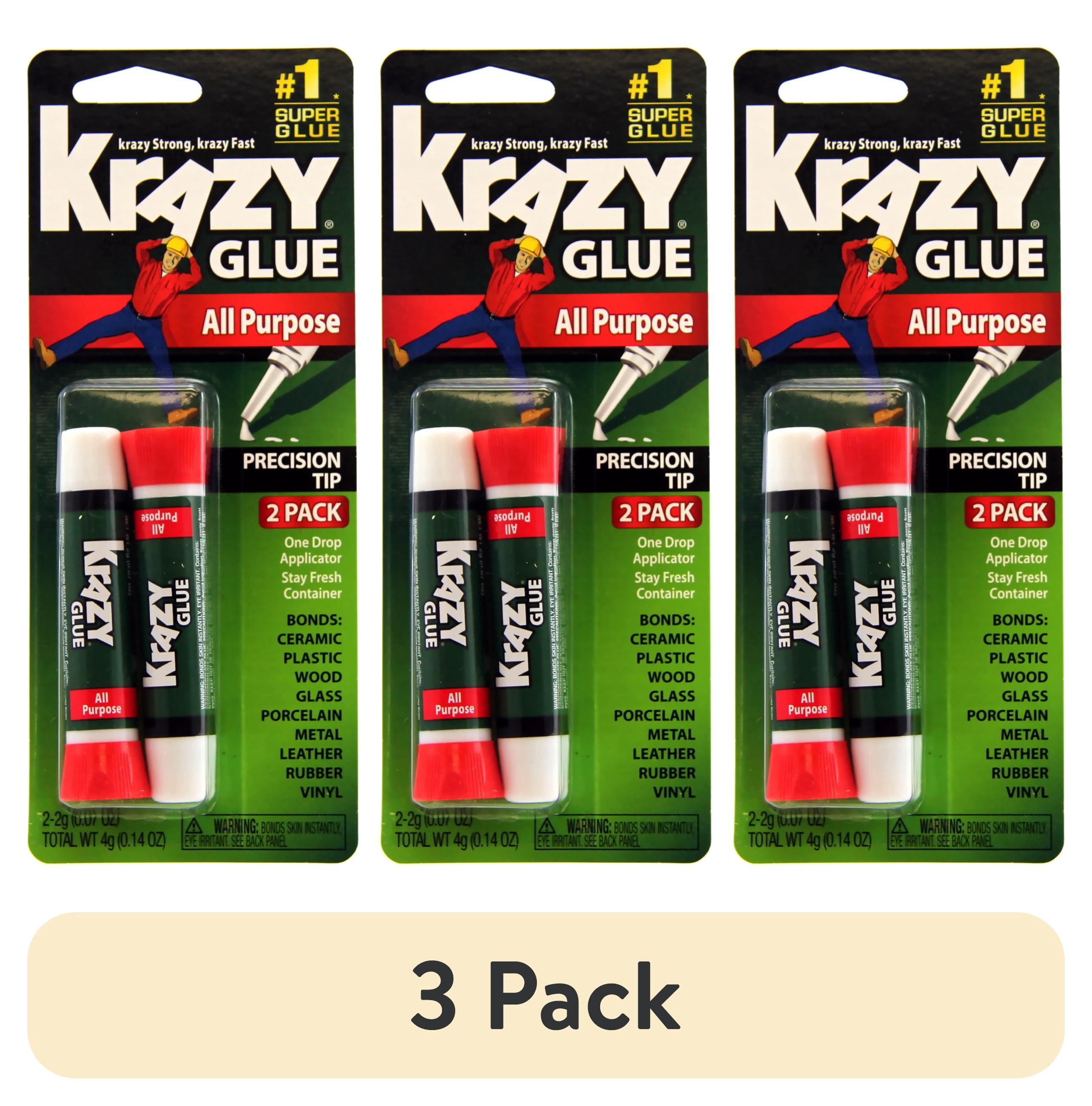 (3 pack) Krazy Glue, All Purpose Super Glue, Precision Tip, 2 G, 2 Count, 10 Second Dry Time