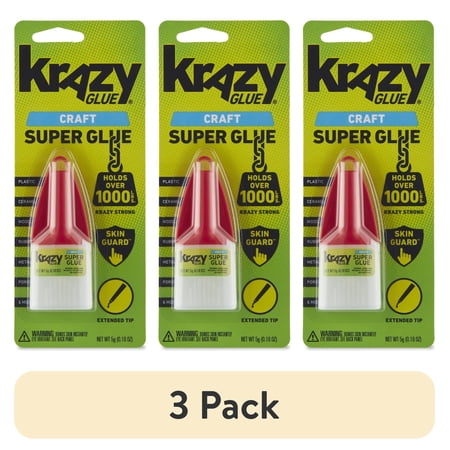 (3 pack) Krazy Glue Craft Super Glue Gel, Extended Tip, 5g, 1 Count