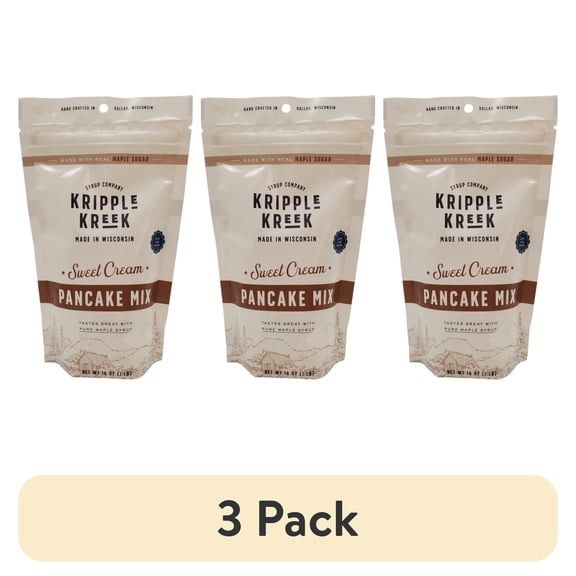 (3 pack) Kripple Kreek Sweet Cream Pancake Mix, Just Add Water, Made with Real Maple Sugar, 1 lb Bag
