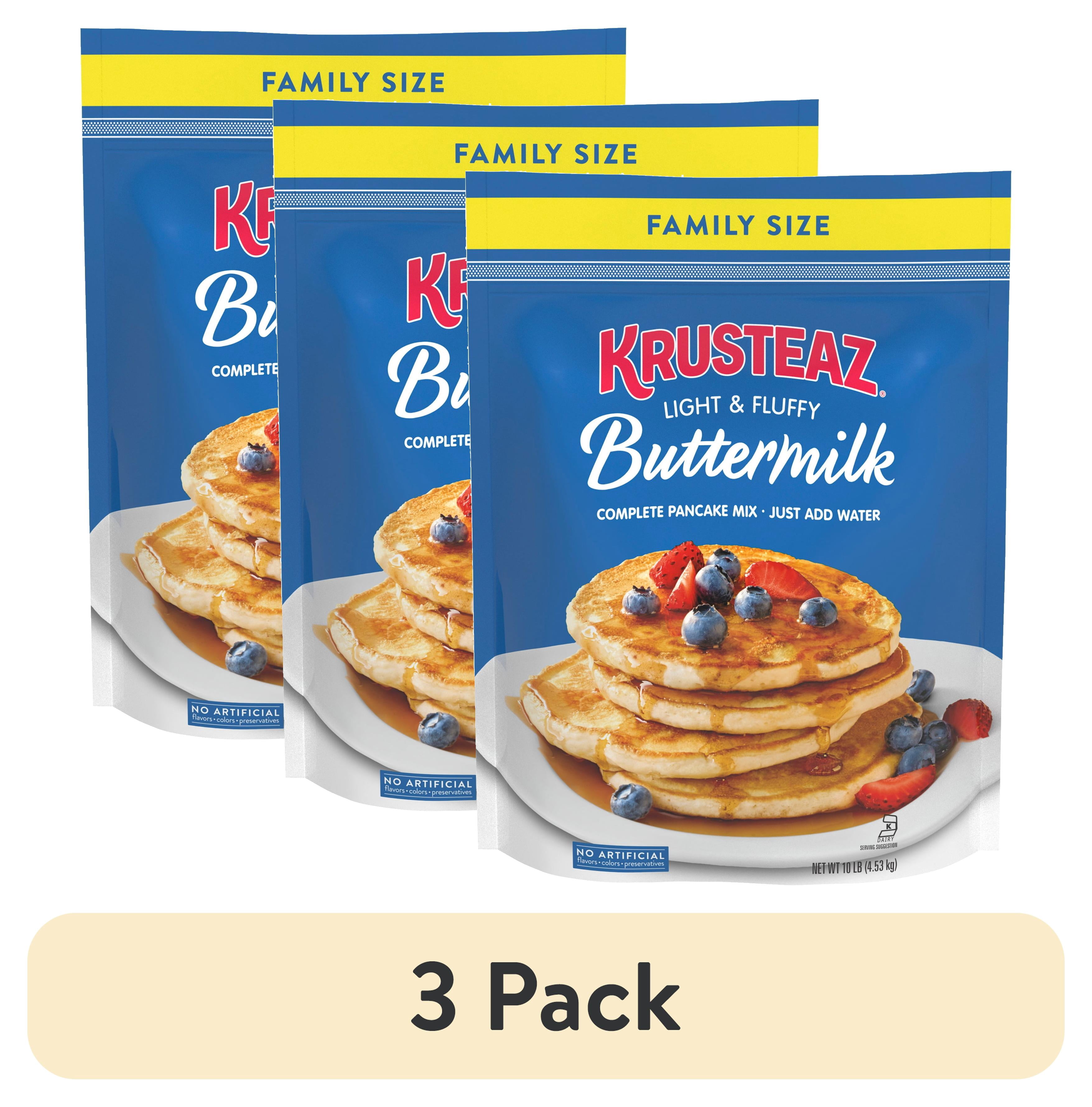 (3 pack) Krusteaz Complete Buttermilk Pancake and Waffle Mix, Light & Fluffy, Just Add Water,10 lb Bag
