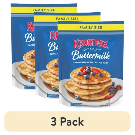 (3 pack) Krusteaz Complete Buttermilk Pancake and Waffle Mix, Light & Fluffy, Just Add Water,10 lb Bag