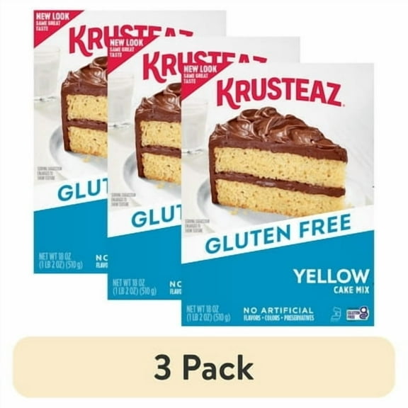 (3 pack) Krusteaz Gluten Free Yellow Cake Mix, 18 oz
