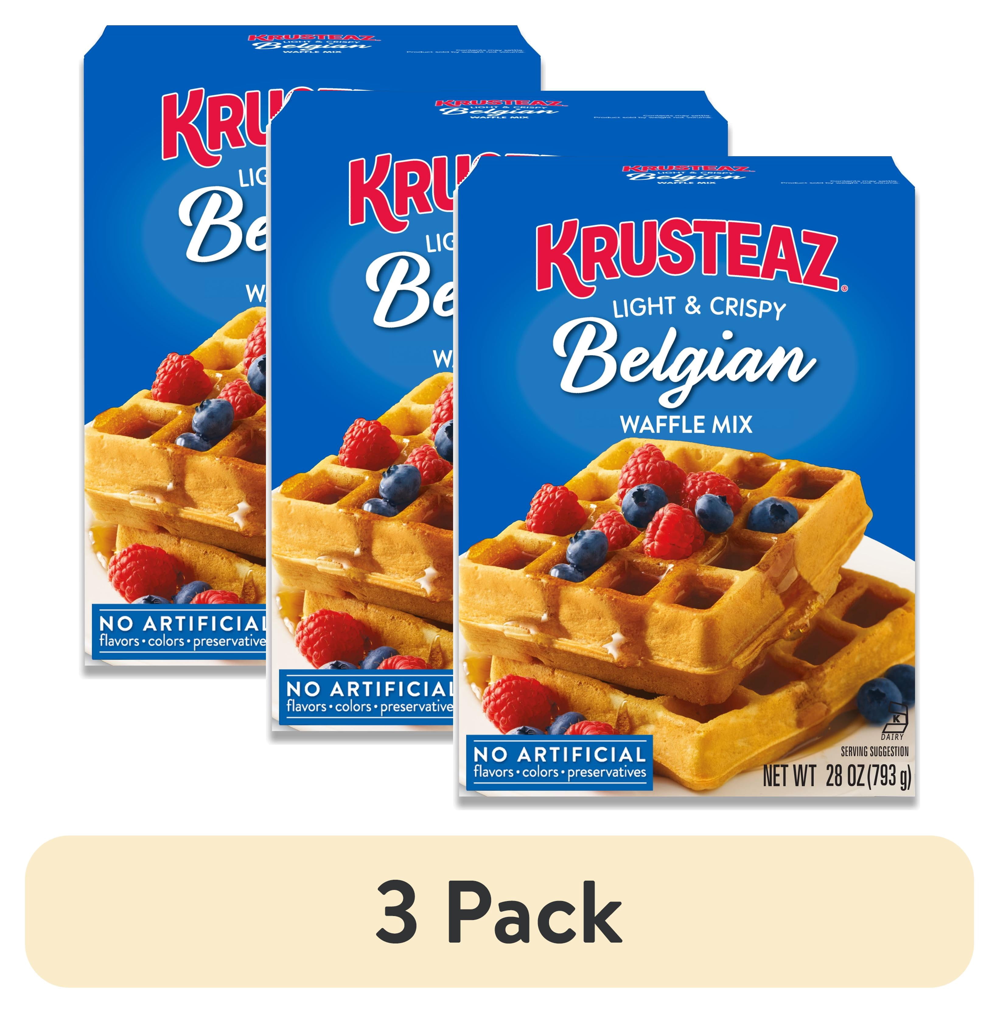 (3 pack) Krusteaz Light and Crispy Belgian Waffle Mix, Krusteaz Waffle Mix, 28 oz Box
