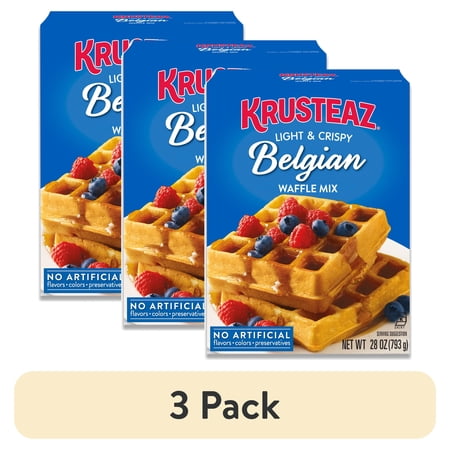 (3 pack) Krusteaz Light and Crispy Belgian Waffle Mix, Krusteaz Waffle Mix, 28 oz Box