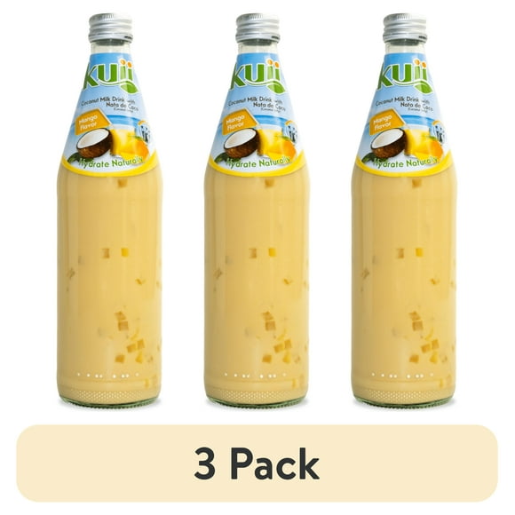 (3 pack) Kuii Drinks Coconut Milk with Nata de Coco, Mango, 485mL