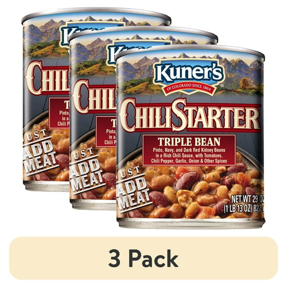 (3 pack) Kuner's Chili Starter Triple Bean 29 oz. Can