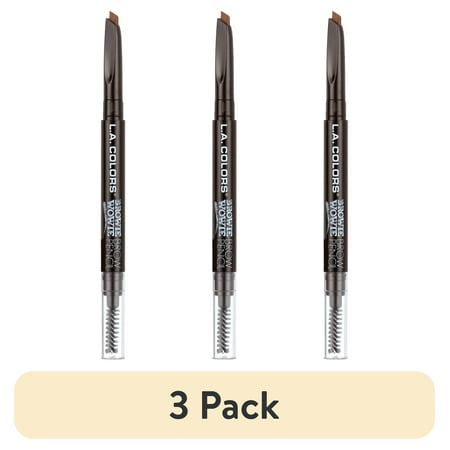 (3 pack) L.A. COLORS Browie Wowie Precision Smudge-Proof Retractable Eyebrow Pencil, Light/Medium, 0.007 oz