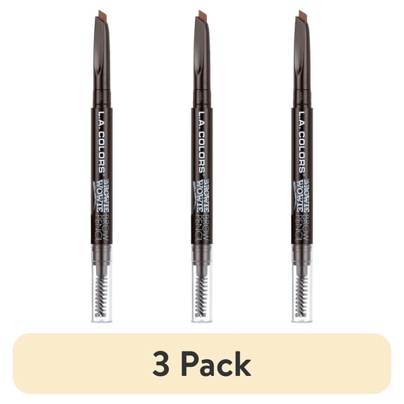 (3 pack) L.A. COLORS Browie Wowie Precision Smudge-Proof Retractable Eyebrow Pencil, Light/Medium, 0.007 oz