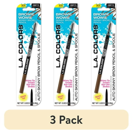 (3 pack) L.A. COLORS Browie Wowie Precision Smudge-Proof Retractable Eyebrow Pencil, Medium Brown, 0.003 oz
