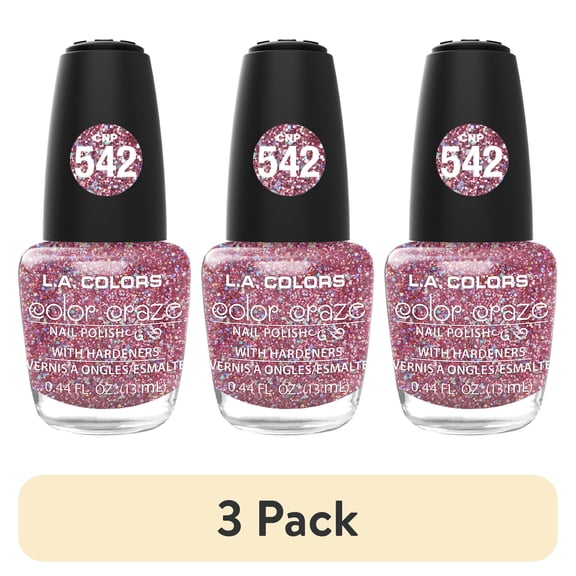 (3 pack) L.A. COLORS Color Craze Nail Polish, Cocktail, 0.44 fl oz