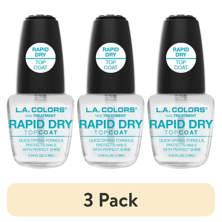 3 pack) L.A. COLORS Color Craze Nail Polish, Rapid Dry Topcoat