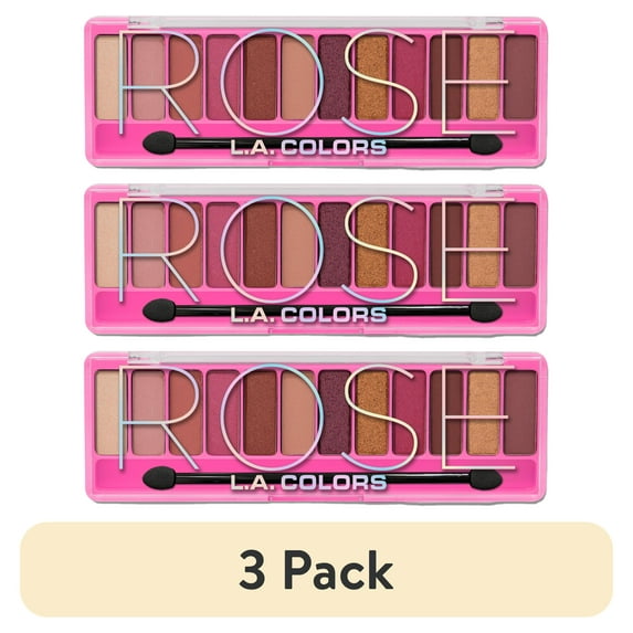 (3 pack) L.A. COLORS Color Vibe 12 Color Eyeshadow Palette, Ultra-Buttery & Vibrant, Rose, 0.30 oz