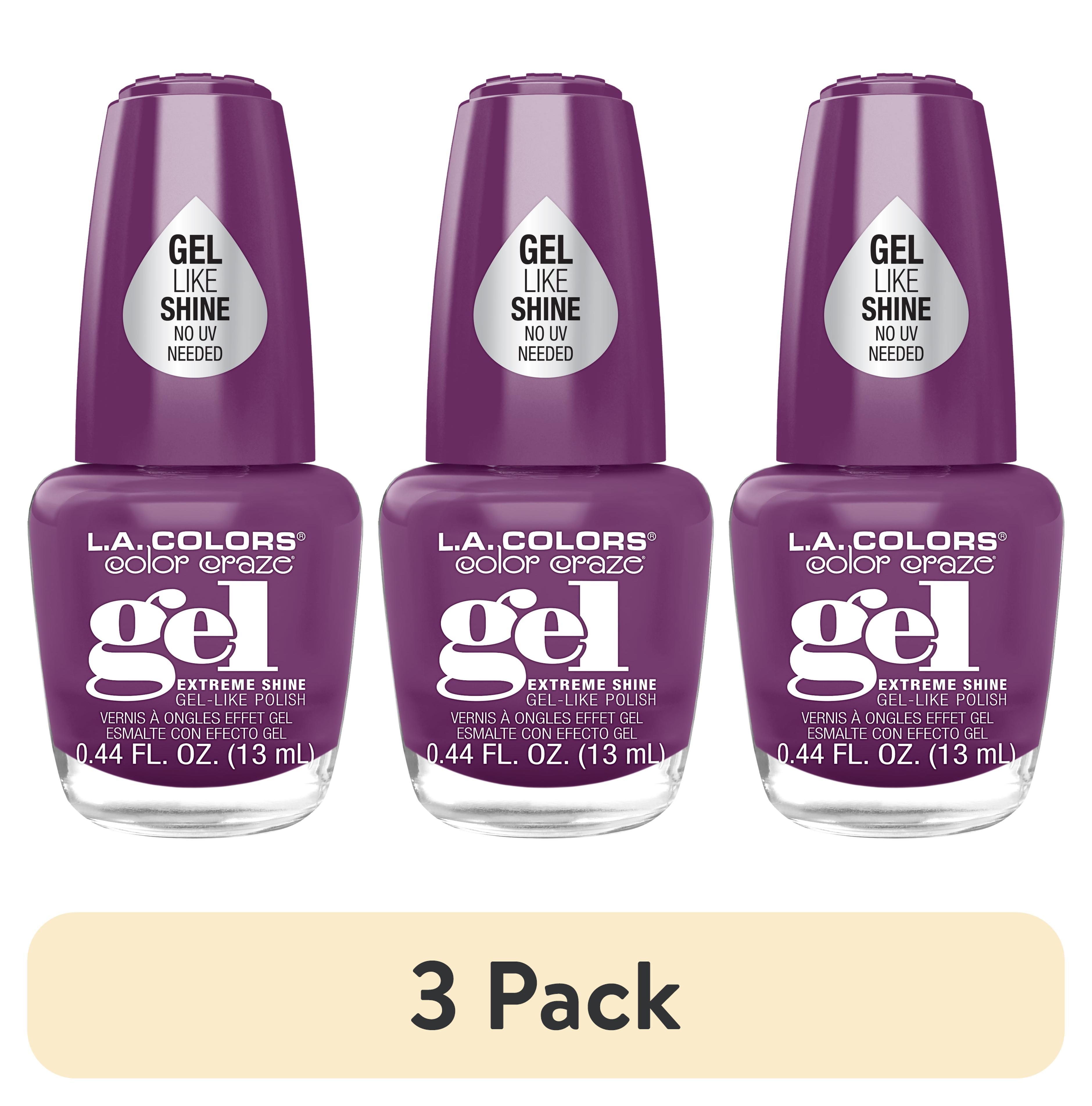 (3 pack) L.A. COLORS Gel-Like Nail Polish, Plumtastic, 0.44 fl oz
