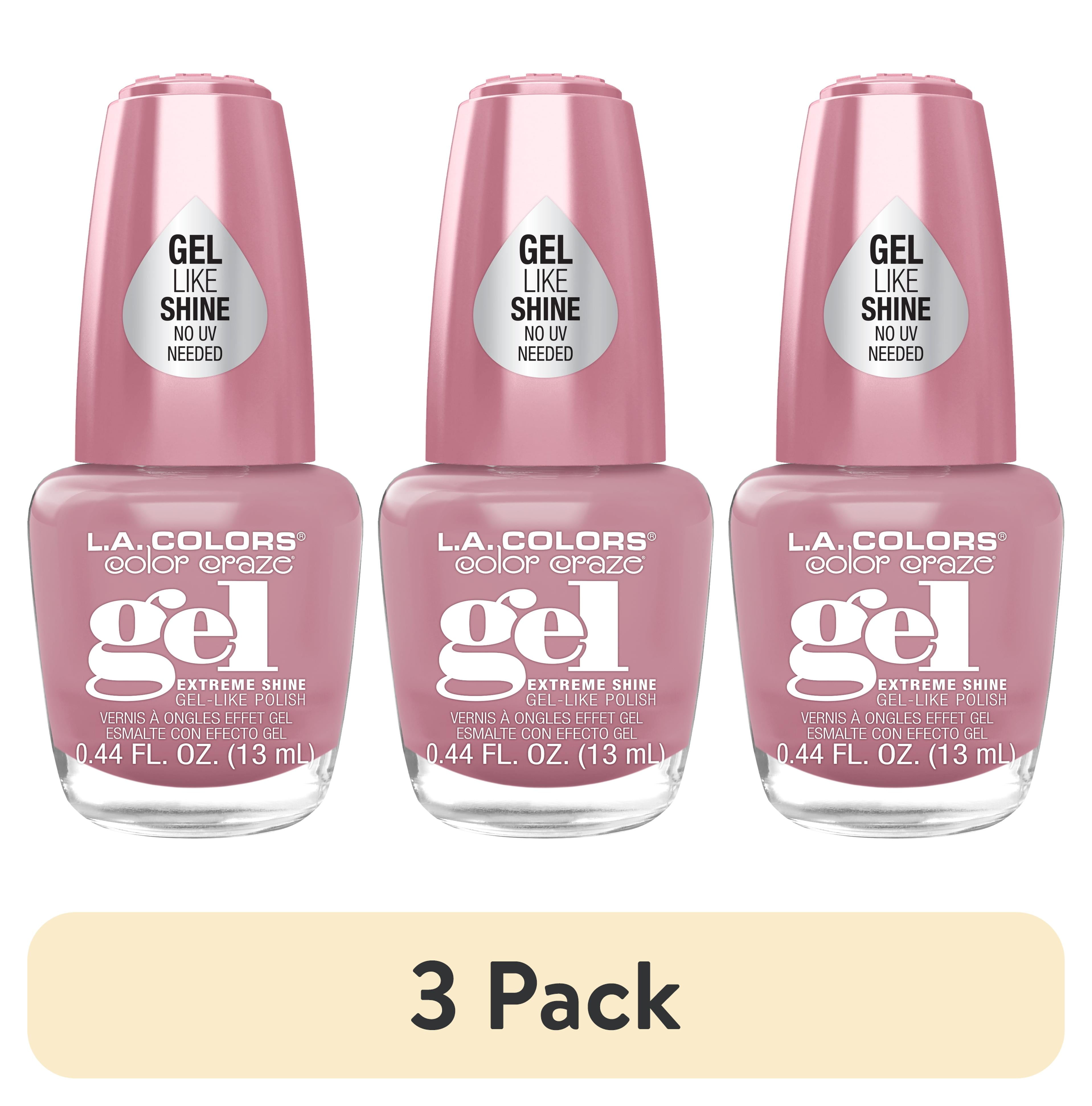 3 pack) L.A. COLORS Gel-like Nail Polish, Pinkadelic, 0.44 fl oz